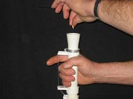 Drop seed or bulb into funnel end of the Seeder Drop seed or bulb into funnel end of the Seeder